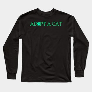 Adopt A Cat Green Paw Pad Long Sleeve T-Shirt